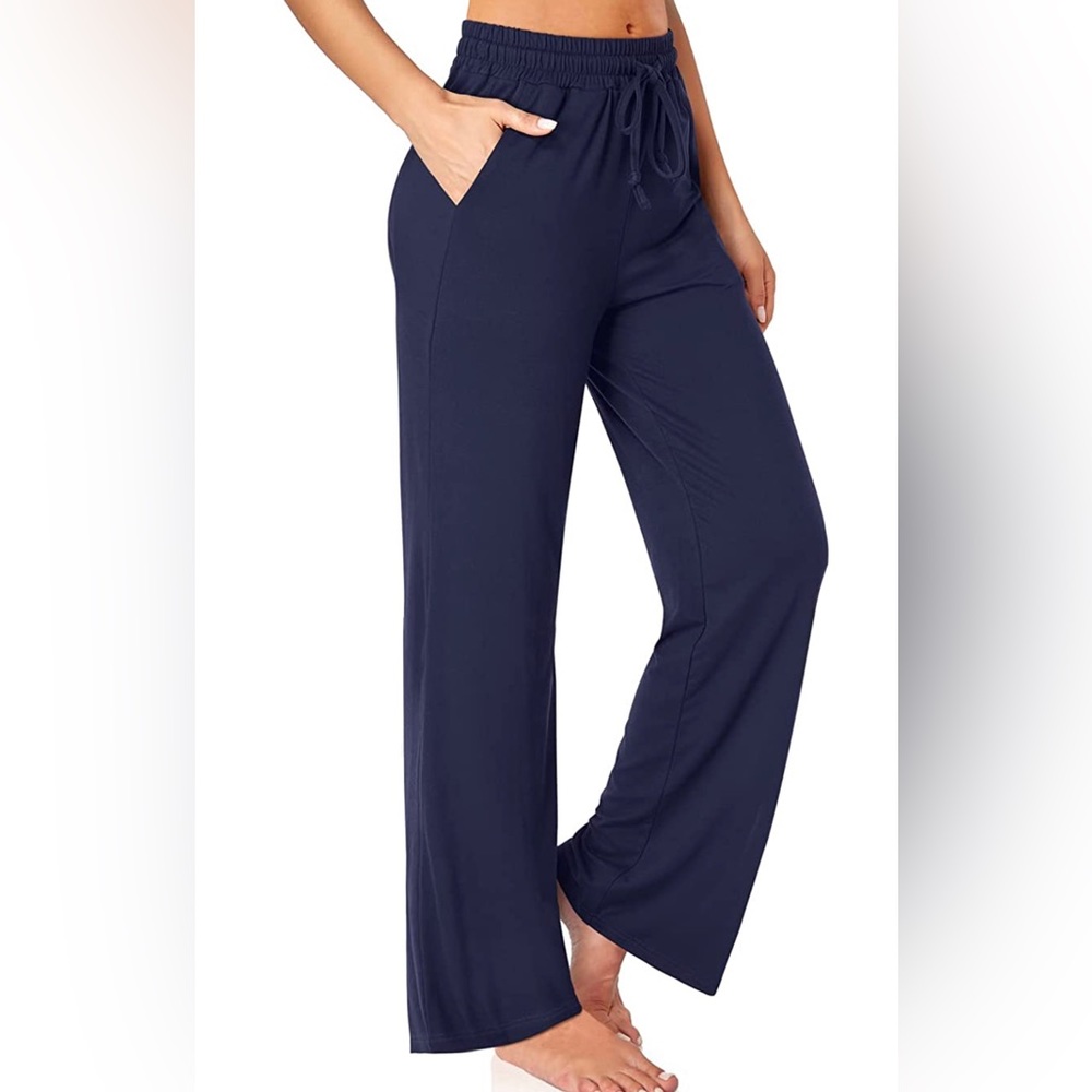UEU Wide-leg, drawstring yoga pant in navy